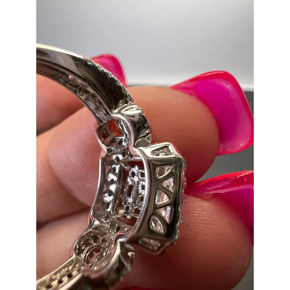 CZ Sterling silver cocktail ring size 9 - Picture 9 of 10